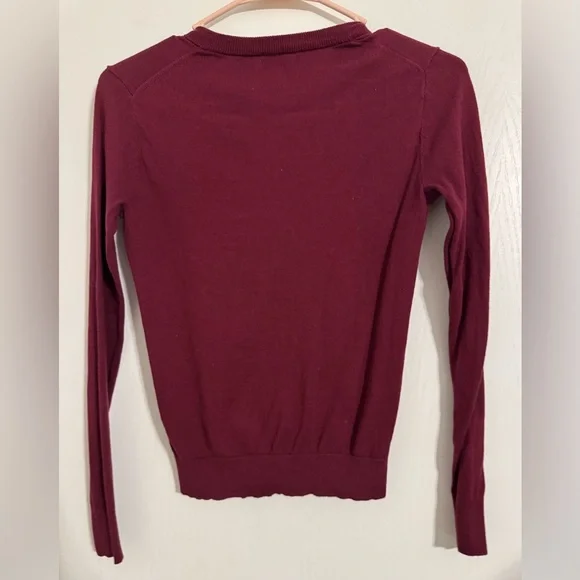 J. Crew Maroon Cardigan Sweater Classic Knit Size XXS - Picture 2 of 8
